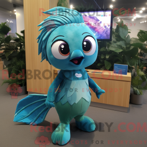 Teal Betta Fish mascot...
