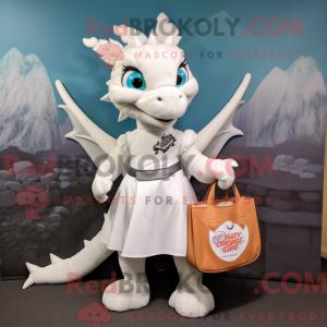 Witte Draak mascottekostuum...