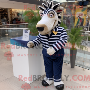 Navy Zebra mascot costume...
