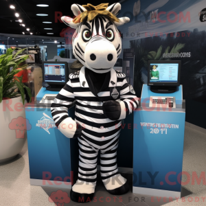 Navy Zebra mascot costume...