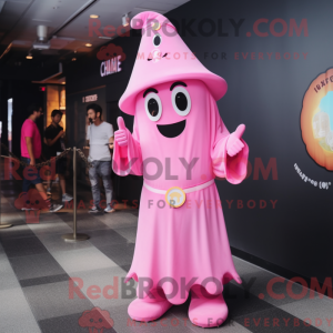 Pink Ghost mascot costume...