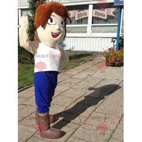Mascot mujer con pelo corto con ojos grandes - Redbrokoly.com