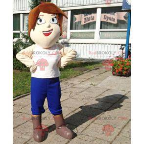 Mascotte Donna Con I Capelli Corti Con Grandi Occhi -