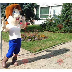 Mascot mujer con pelo corto con ojos grandes - Redbrokoly.com