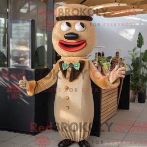 Tan Burgers mascot costume...