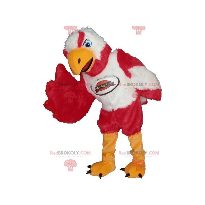 Mascote do abutre pássaro águia branco e vermelho -