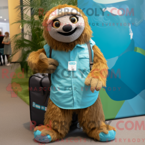 Teal Sloth mascottekostuum...
