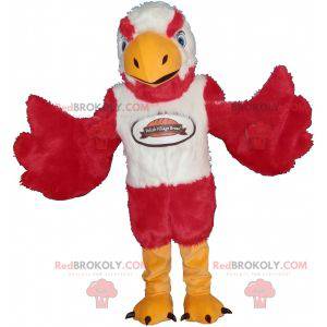 Mascote do abutre pássaro águia branco e vermelho -