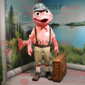 Roze zalm mascottekostuum...