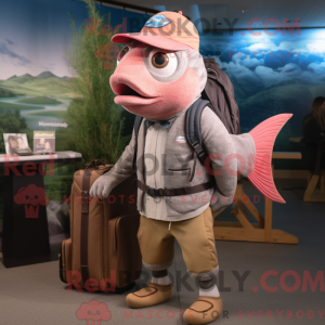 Pink Salmon mascot costume...