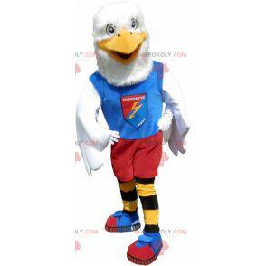 Weißes Adler-Maskottchen in der bunten Sportbekleidung -