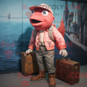 Roze zalm mascottekostuum...
