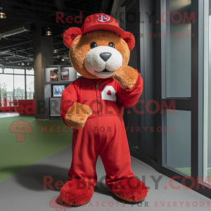 Red Teddy Bear mascot...