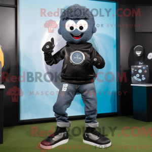 Sort fodbold maskot kostume...