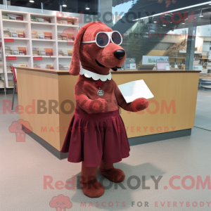 Maroon Dog maskot kostume...