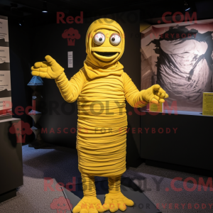 Gul Mumie maskot kostume...