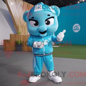 Cyan Ice-maskotdraktfigur...