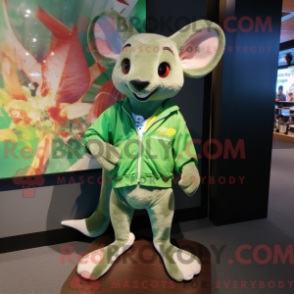 Fantasia de mascote de canguru verde com bermuda e presilhas de cabelo - Mascotes canguru - REBROKO_230673 - RedBrokoly.com