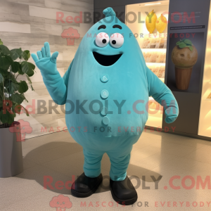 Fantasia de mascote de batata turquesa com macacão e abotoaduras - Mascotes de batata - REBROKO_230685 - RedBrokoly.com
