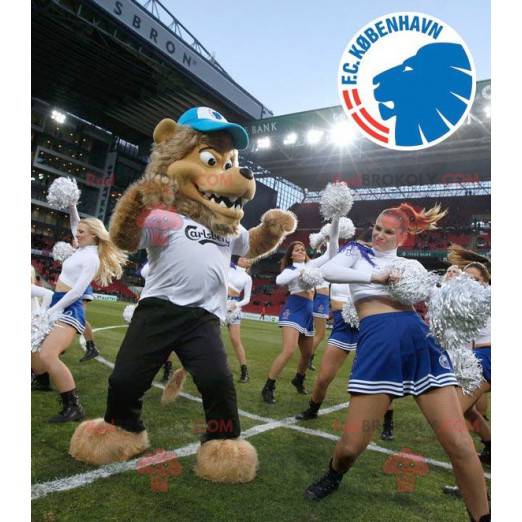 Rolig och hårig brun lejonmaskot - Redbrokoly.com