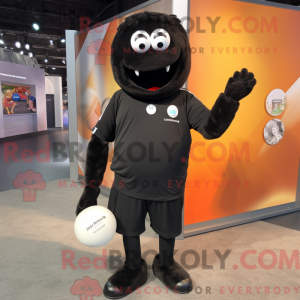 Black Handball Ball mascot...