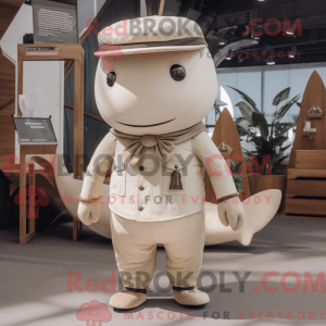 Beige Whale mascot costume...
