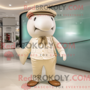 Beige hvalmaskotdraktfigur...