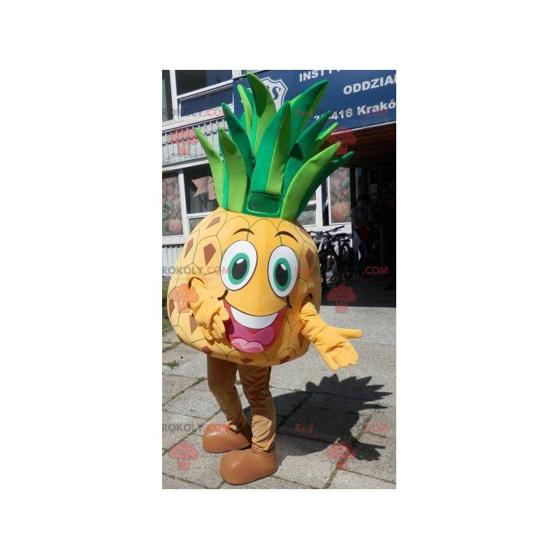 Gigantisk gul og grønn ananas maskot. Ananas kostyme -