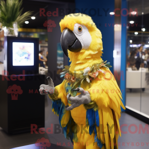 Gul Macaw maskot kostume...