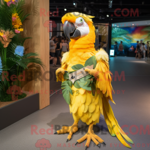 Gele ara mascottekostuum...