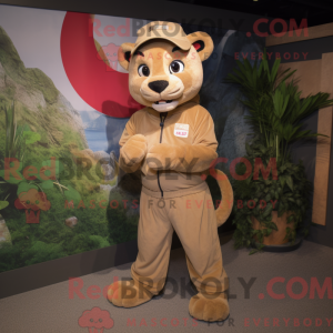 Tan Puma maskotdraktfigur...
