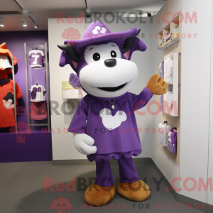 Paarse koe mascottekostuum...