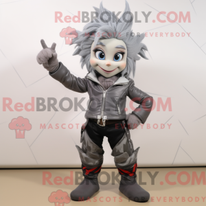 Grå heks maskot drakt...