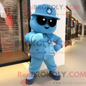 Fantasia de mascote Para-Comando Azul-Céu com moletom e presilhas de sapato - Mascotes do Para Commando - RedBrokoly.com