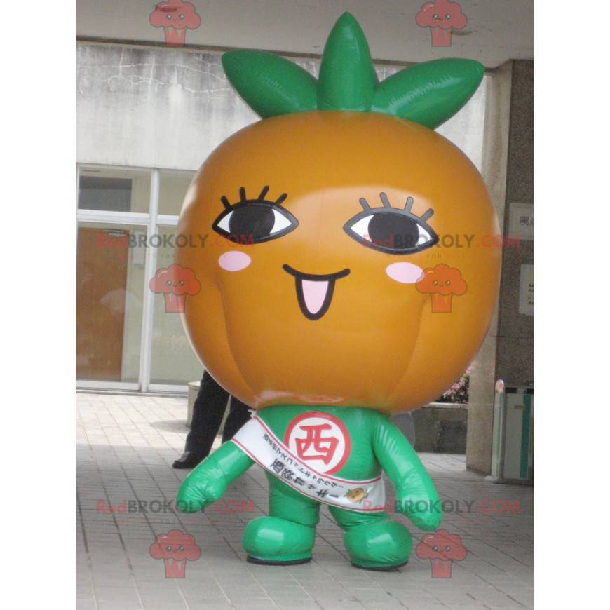 Mascota de calabaza naranja gigante naranja y verde -