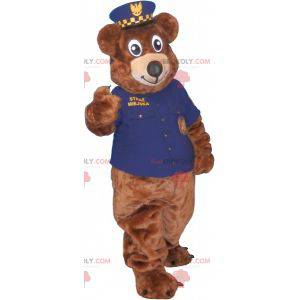 Hnědý medvídek maskot v policejní uniformě - Redbrokoly.com