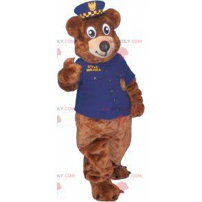 Mascotte marrone dell'orsacchiotto in uniforme della polizia -