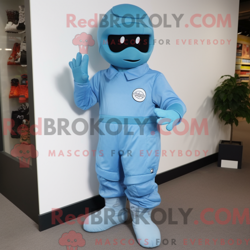 Fantasia de mascote Para-Comando Azul-Céu com moletom e presilhas de sapato - Mascotes do Para Commando - RedBrokoly.com