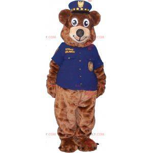 Mascotte bruine teddybeer in politie-uniform - Redbrokoly.com