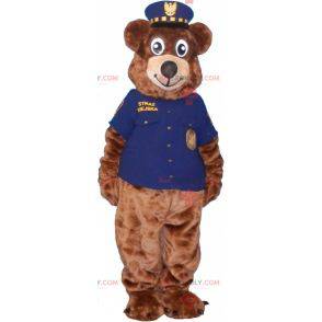 Brown teddy bear mascot in police uniform - Redbrokoly.com