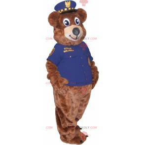 Hnědý medvídek maskot v policejní uniformě - Redbrokoly.com