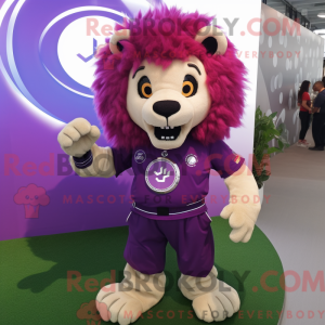 Purple Lion mascot costume...