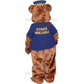 Brun bamse maskot i politiuniform - Redbrokoly.com