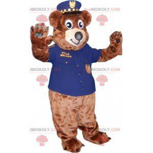 Brun bamse maskot i politiuniform - Redbrokoly.com