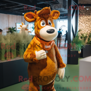 Rust Guernsey Cow maskot...
