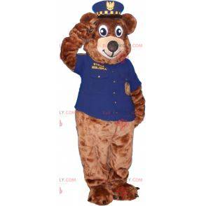 Brown teddy bear mascot in police uniform - Redbrokoly.com