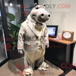 Tan Hippopotamus maskot...