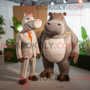 Tan Hippopotamus maskot...