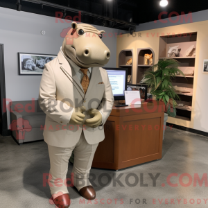 Tan Hippopotamus maskot...