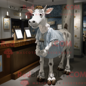 Silver Guernsey Cow mascot...